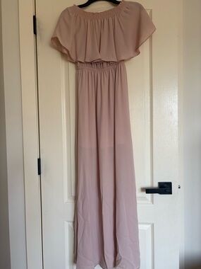 Show Me Your MuMu Dusty Blush Off-Shoulder Maxi Dress
